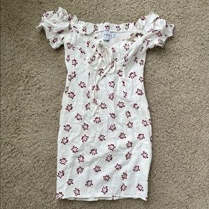 Puff sleeve body con dress